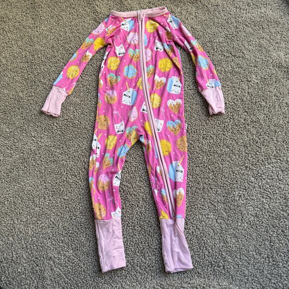 Little Sleepies Cookie and Milk Pink Zippered Footie Size 6-12 months - Picture 1 of 5